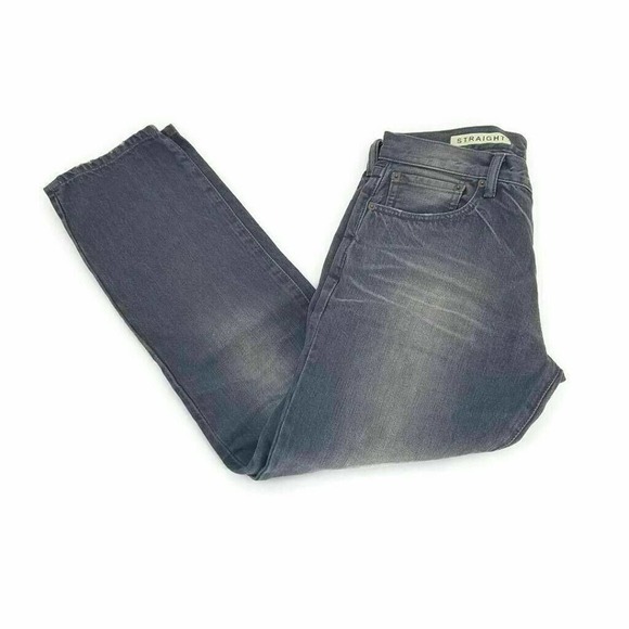 Gap 1969 Mens Classic Straight Jeans Gray Whiskered Mid Rise Denim 31 X 30 - Picture 2 of 11